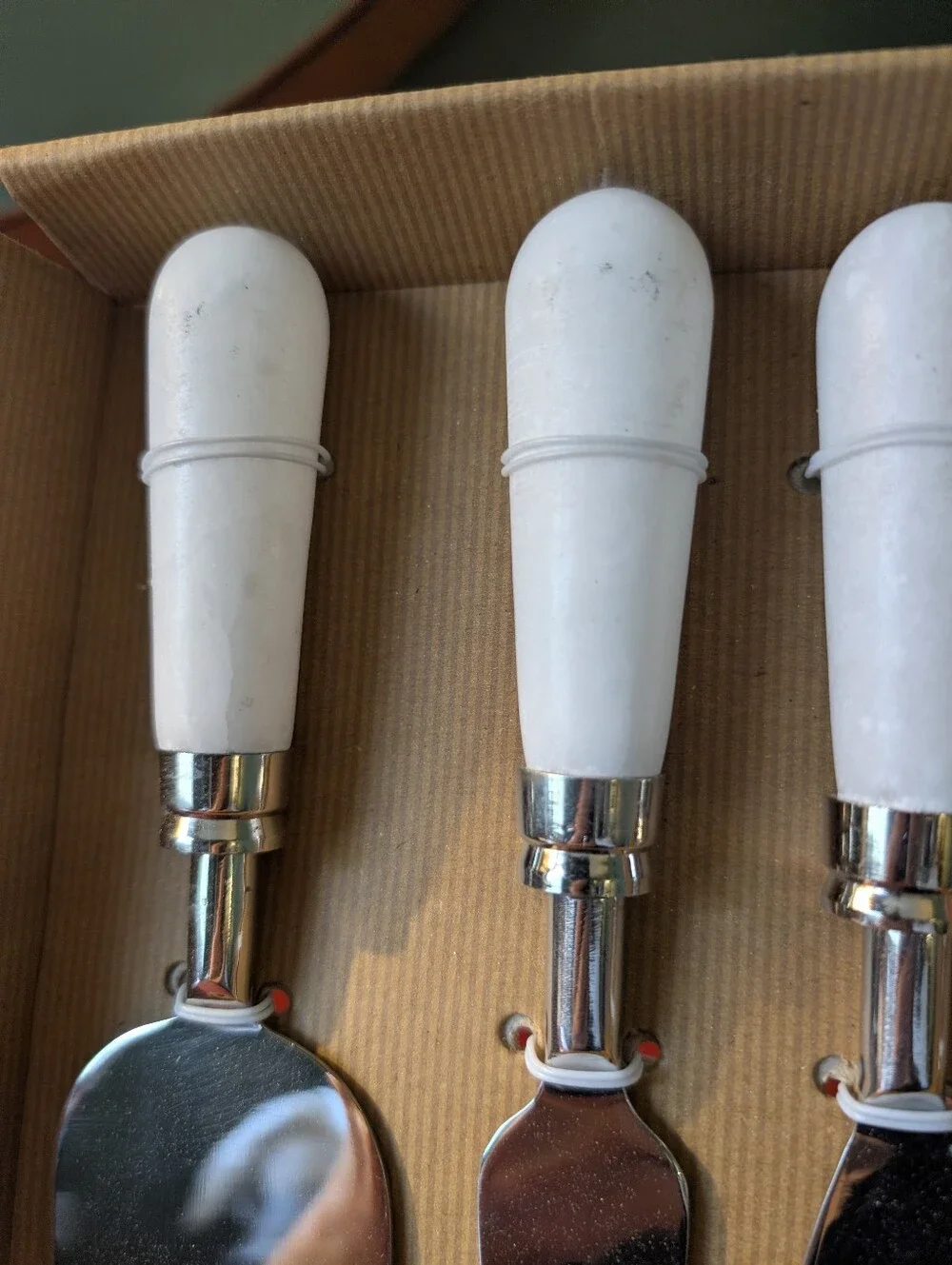 Pottery Barn Marble Handle Cheese Knives